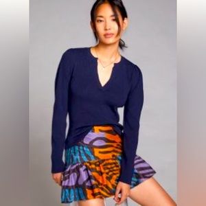 Maeve ribbed V-neck sweater medium